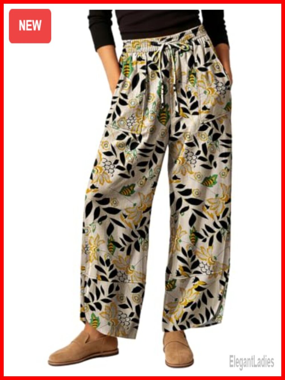 100% Cotton Wide Leg Barrel Pants Boho Cropped High Rise Palazzo